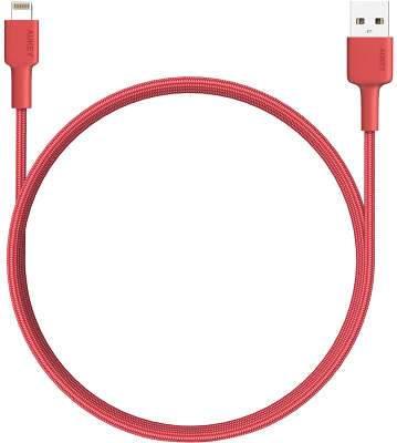AUKEY BAL3R MFI Lightning 8 pin Sync and Charging Braided Cable 1.2m-Red - كابل